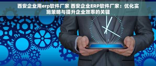 西安企业用erp软件厂家 西安企业ERP软件厂家：优化实施策略与提升企业效率的关键