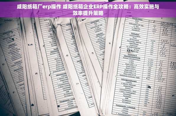 咸阳纸箱厂erp操作 咸阳纸箱企业ERP操作全攻略：高效实施与效率提升策略
