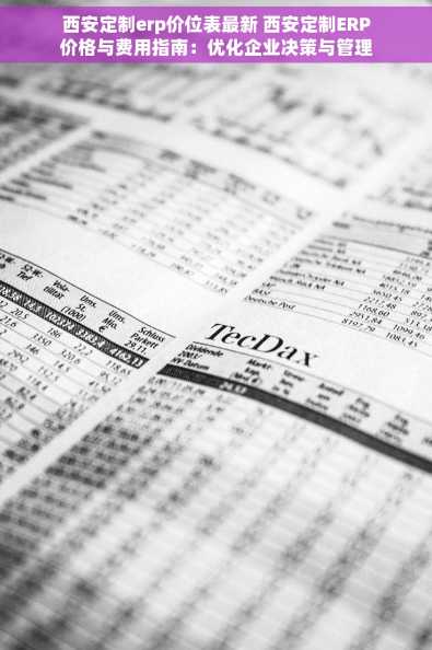 西安定制erp价位表最新 西安定制ERP价格与费用指南：优化企业决策与管理的新思路
