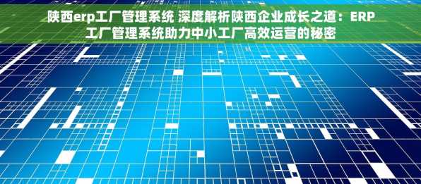 陕西erp工厂管理系统 深度解析陕西企业成长之道：ERP工厂管理系统助力中小工厂高效运营的秘密