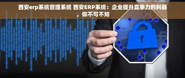 西安erp系统管理系统 西安ERP系统：企业提升竞争力的利器，你不可不知