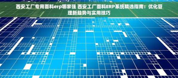 西安工厂专用面料erp哪家强 西安工厂面料ERP系统精选指南：优化管理新趋势与实用技巧