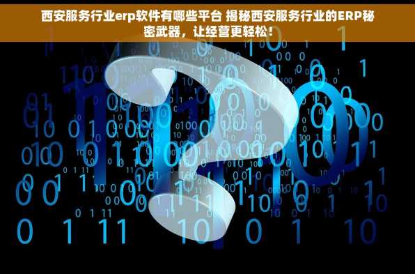 西安服务行业erp软件有哪些平台 揭秘西安服务行业的ERP秘密武器，让经营更轻松！