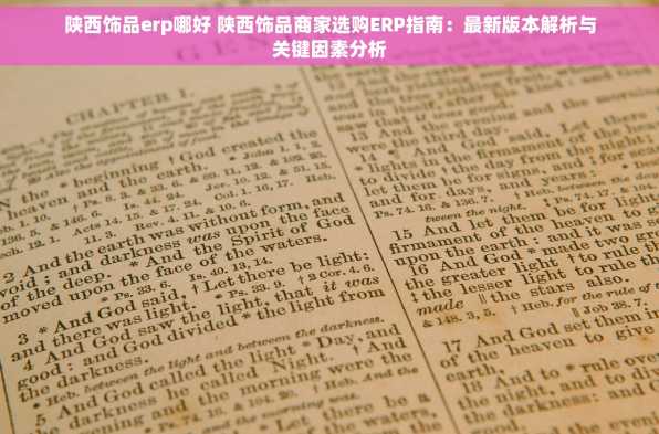 陕西饰品erp哪好 陕西饰品商家选购ERP指南：最新版本解析与关键因素分析