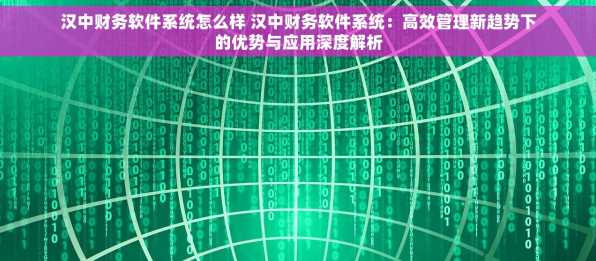 汉中财务软件系统怎么样 汉中财务软件系统：高效管理新趋势下的优势与应用深度解析