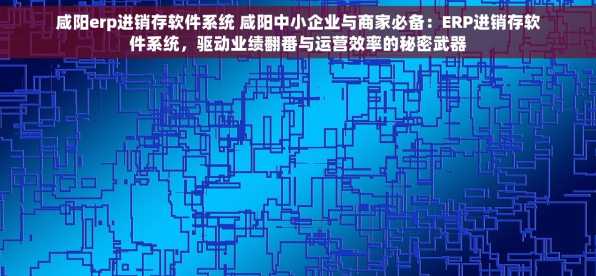 咸阳erp进销存软件系统 咸阳中小企业与商家必备：ERP进销存软件系统，驱动业绩翻番与运营效率的秘密武器