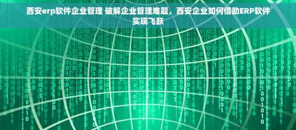 西安erp软件企业管理 破解企业管理难题，西安企业如何借助ERP软件实现飞跃