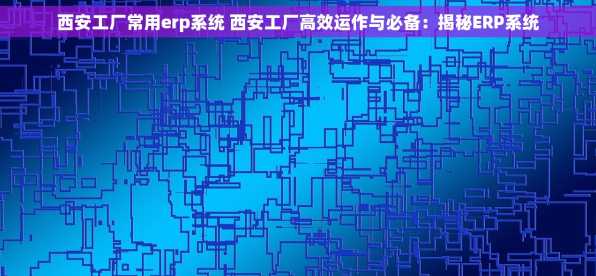 西安工厂常用erp系统 西安工厂高效运作与必备：揭秘ERP系统