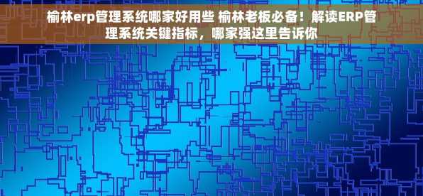 榆林erp管理系统哪家好用些 榆林老板必备！解读ERP管理系统关键指标，哪家强这里告诉你