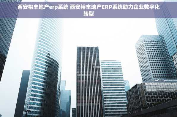 西安裕丰地产erp系统 西安裕丰地产ERP系统助力企业数字化转型