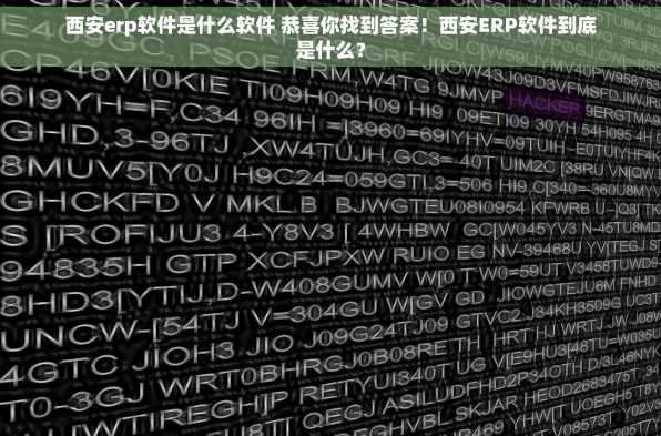 西安erp软件是什么软件 恭喜你找到答案！西安ERP软件到底是什么？
