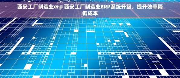 西安工厂制造业erp 西安工厂制造业ERP系统升级，提升效率降低成本