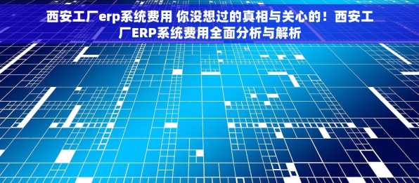 西安工厂erp系统费用 你没想过的真相与关心的！西安工厂ERP系统费用全面分析与解析