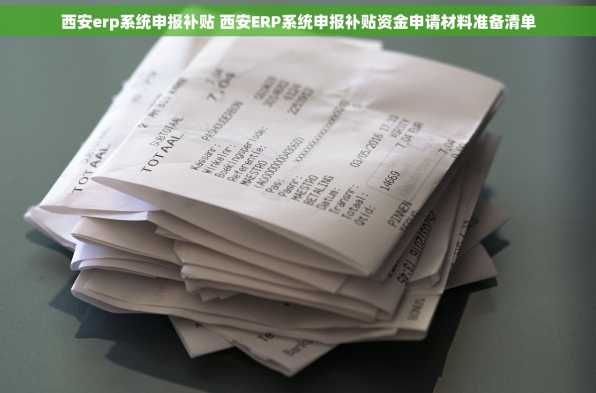 西安erp系统申报补贴 西安ERP系统申报补贴资金申请材料准备清单