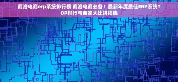 商洛电商erp系统排行榜 商洛电商必备！最新年度最佳ERP系统TOP排行与商家大比拼揭晓
