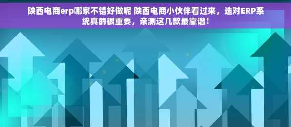 陕西电商erp哪家不错好做呢 陕西电商小伙伴看过来，选对ERP系统真的很重要，亲测这几款最靠谱！
