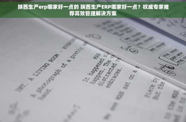 陕西生产erp哪家好一点的 陕西生产ERP哪家好一点？权威专家推荐高效管理解决方案