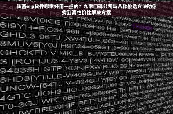 陕西erp软件哪家好用一点的？九家口碑公司与八种挑选方法助你找到高性价比解决方案