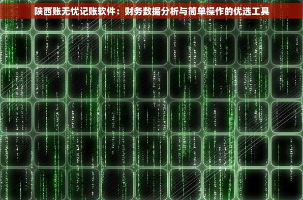 陕西账无忧记账软件：财务数据分析与简单操作的优选工具