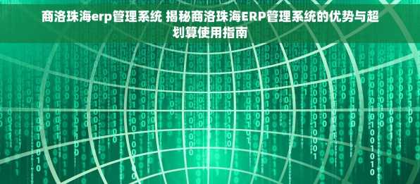 商洛珠海erp管理系统 揭秘商洛珠海ERP管理系统的优势与超划算使用指南